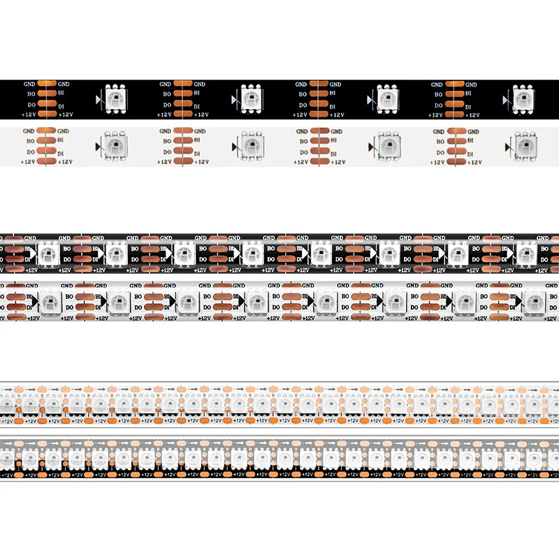 WS2812B 2811 WS2813 2815 SK6812 30/60/pixels/leds/m RGBW LED Strip Individually Addressable Tape Light IP30/IP65/IP67 DC5V DC12V