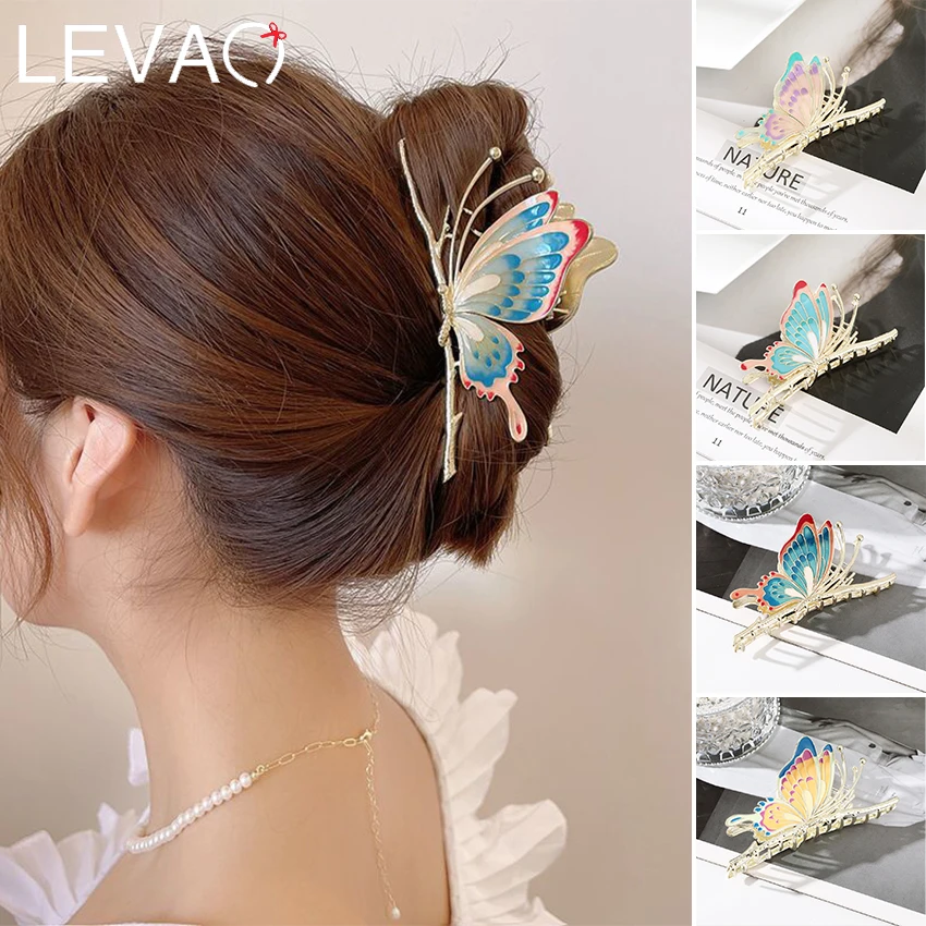 

Elegant Butterfly Alloy Hair Clip Girl Back Of The Head Claw Clip Fashion Shark Clip Headband Hairpin New Women Hair Accessories