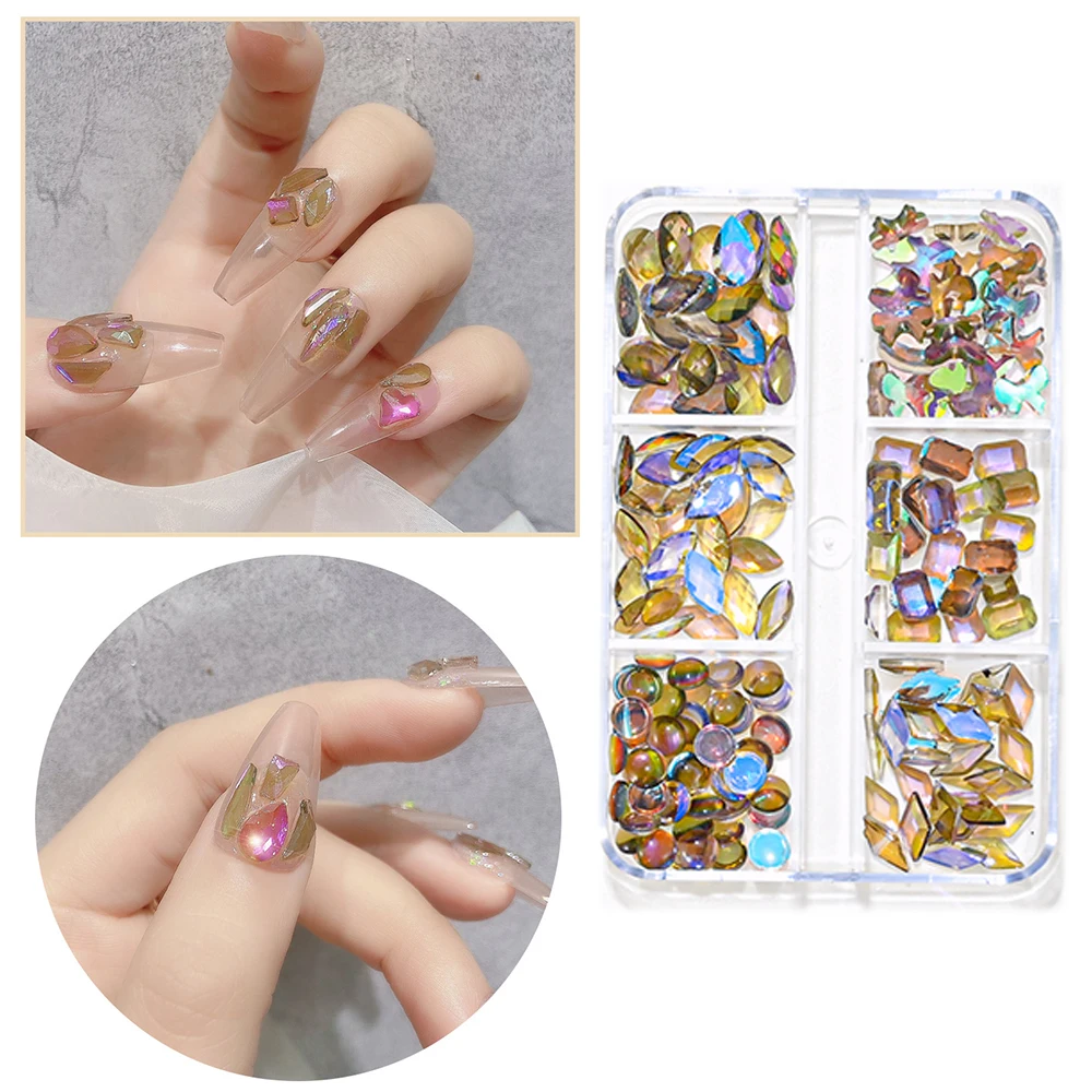 400Pcs/box Clear Nail Rhinestones Small Irregular Mixed-size Beads Mini Nail  Art