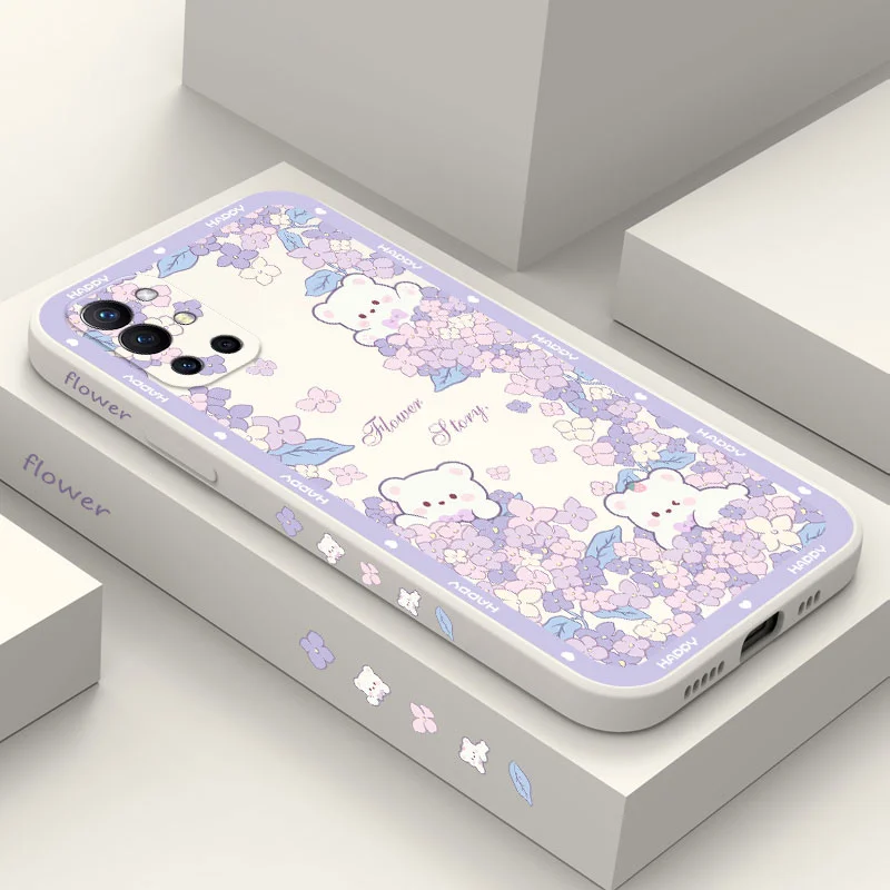 Floral Bear Liquid Silicone Phone Case