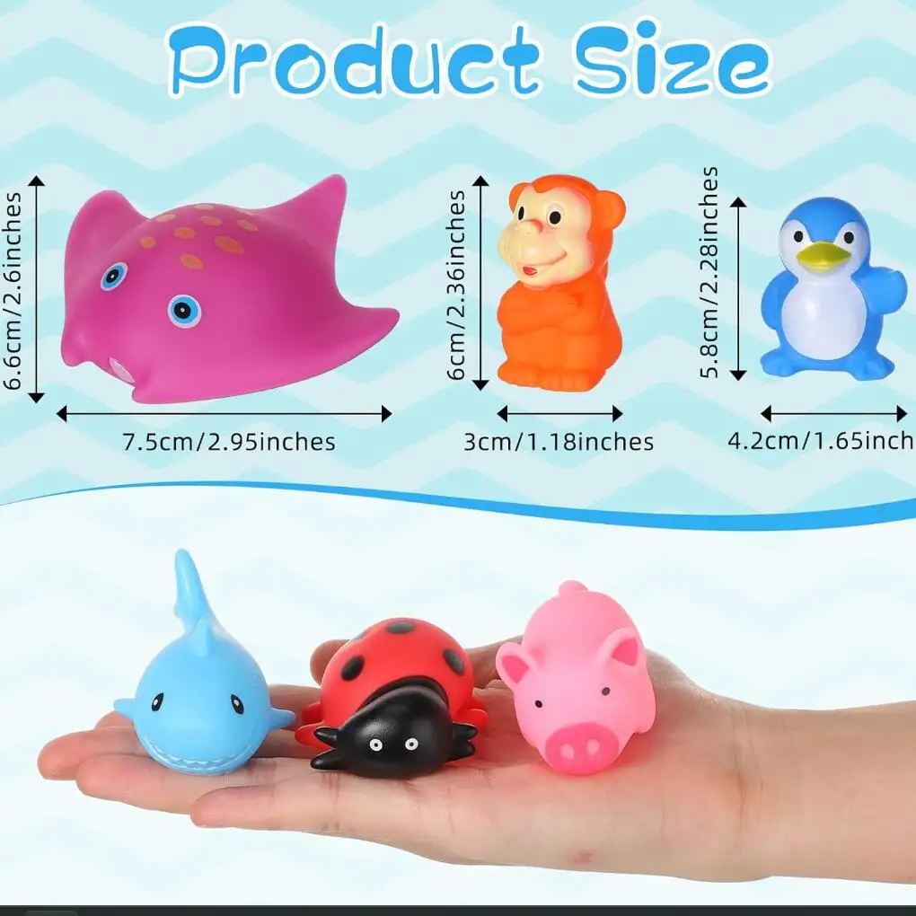 Cute Animals Swimming Water Toys For Children Soft Rubber Float Squeeze Sound Squeaky Bathing Toy For Baby Bath Toys 5