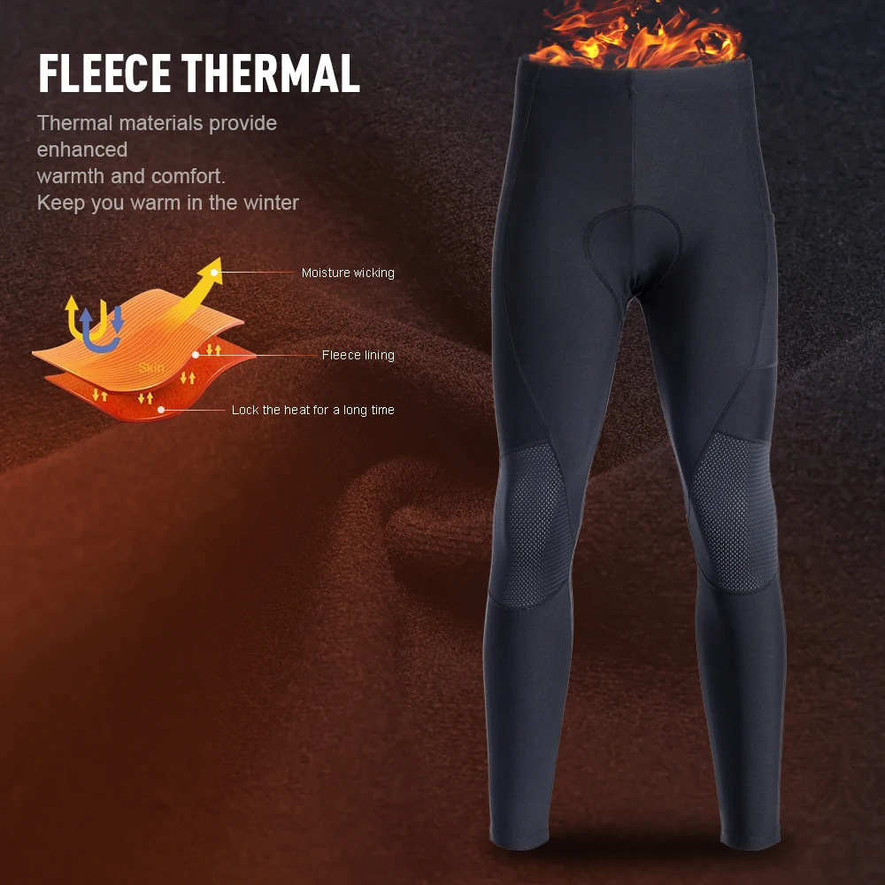 Men's Cycling Pants Winter Reflective MTB Road Bicycle Long Pants Shockproof Keep Warm Outdoor Sports Fleece Trousers