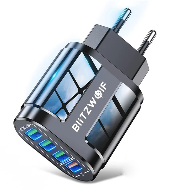 BlitzWolf BK-385 48W 4 USB Ports QC 3.0 Fast Charger Wall Travel Charging  EU Plug Adapter For 14 14 Plus 14 Pro for Mobile Phone - AliExpress