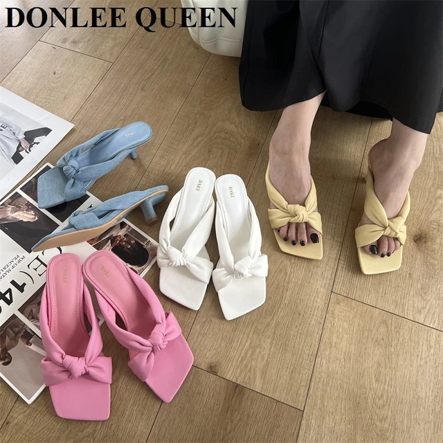 2023 Denim Blue Sandals Slippers Women High Heels Flip Flops Soft Comfortable Dress Brand Outdoor Flip Flops Mujer - AliExpress