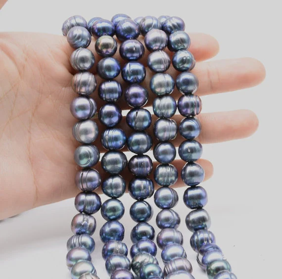 

Unique Design AA Store,10-11mm Huge Black Baroque Ringed Genuine Freshwater Pearl Loose Beads,DIY Jewelry For Necklace Bracelet