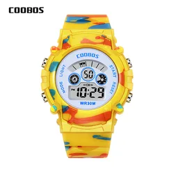 Children's Waterproof Camouflage LED Sports Watch (Yellow)
