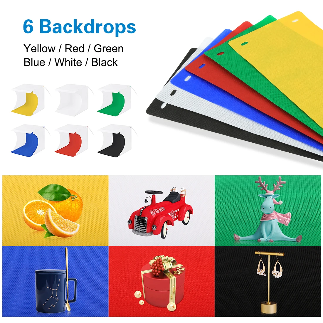 PULUZ 2 LED 20 cm Light box Portable Fold Mini Photo Studio 1100LM Photography Softbox Shooting Tent Box Kit &6 Color Backdrops