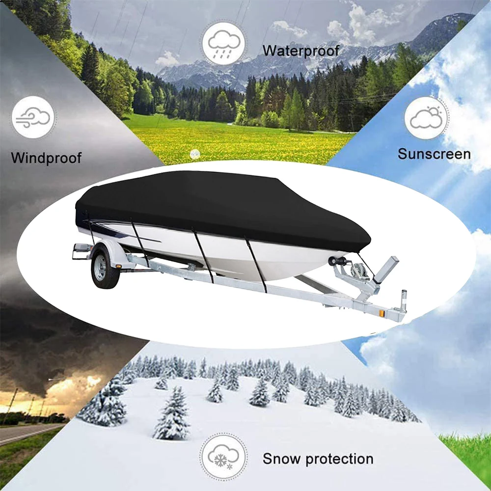 210D Yacht Boat Cover Water Resistant Scratch-proof Anti-UV Protector Fishing Speedboat V-shape Canvas For Boat Cover Tent Boat Cover Fishing Boat Cover