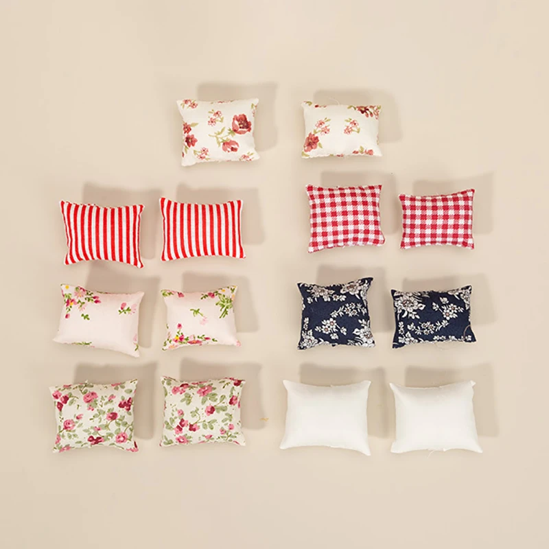 

2Pcs 1:12 Dollhouse Miniature Furniture Cloth Sofa Pillow Model For Doll House Home Furnishings Kids Pretend Play Toys