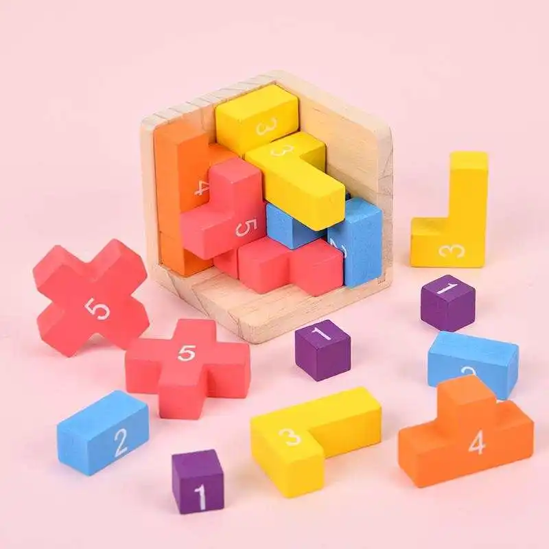 다채로운 블록 나무 두뇌 티저 퍼즐 논리 큐브 어린이 소년 소녀 성인을 위한 도전적인 게임 IQ 테스트 교육용 장난감