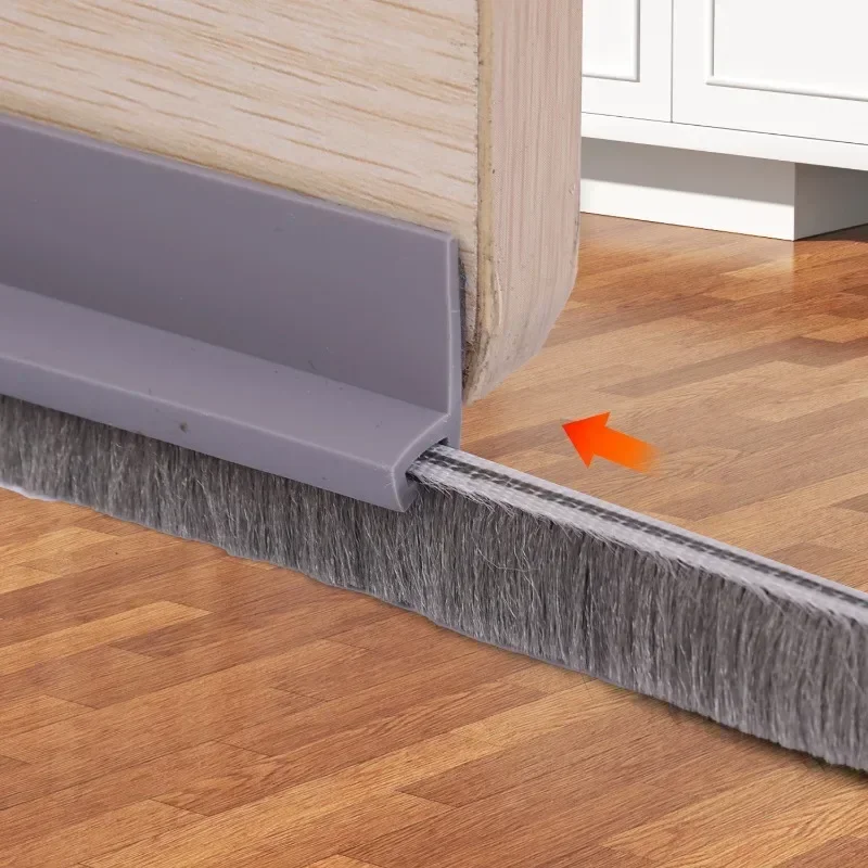 Door Seal Strip 5/3/1M Brush Dust Prevent Rubber Blocker Insect Proof Reduce Noise Self Adhesive