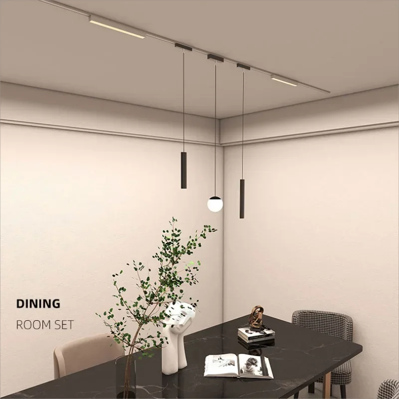 Smart Home Tuya Zigbee Remote Control 6mm Thin Surface Mount Magnetie Track Light Ceiling System Black White Lamp Lighting DC48V 5