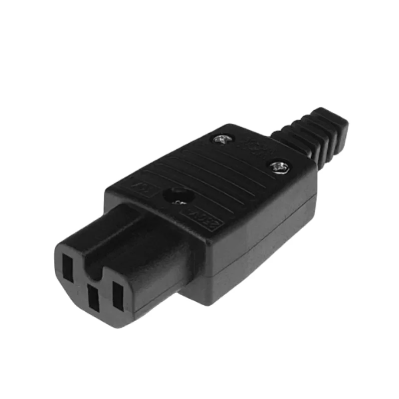 IEC 직선 케이블 플러그 커넥터 C13 C14 C15 10A 250V 검정색 암수 플러그 재배선 가능 전원 커넥터 3핀 AC 소켓