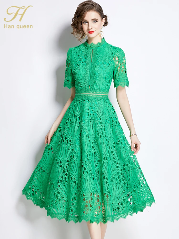 H-Han-Queen-2024-Spring-New-Elegant-Party-Dresses-2024-Floral-Crochet ...