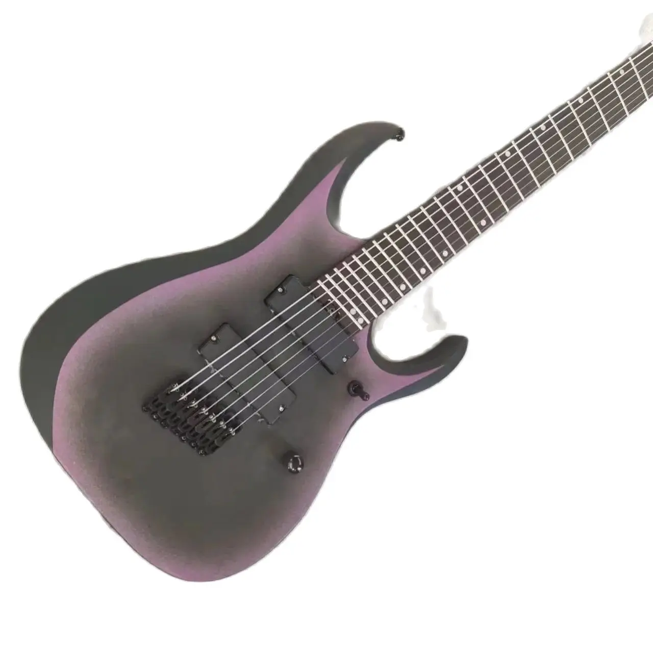

Factory Black 7 Strings Electric Guitar Fanned Frets Rosewood Fretboard Wenge Neck Black Hardwares Active Pickups Customizable