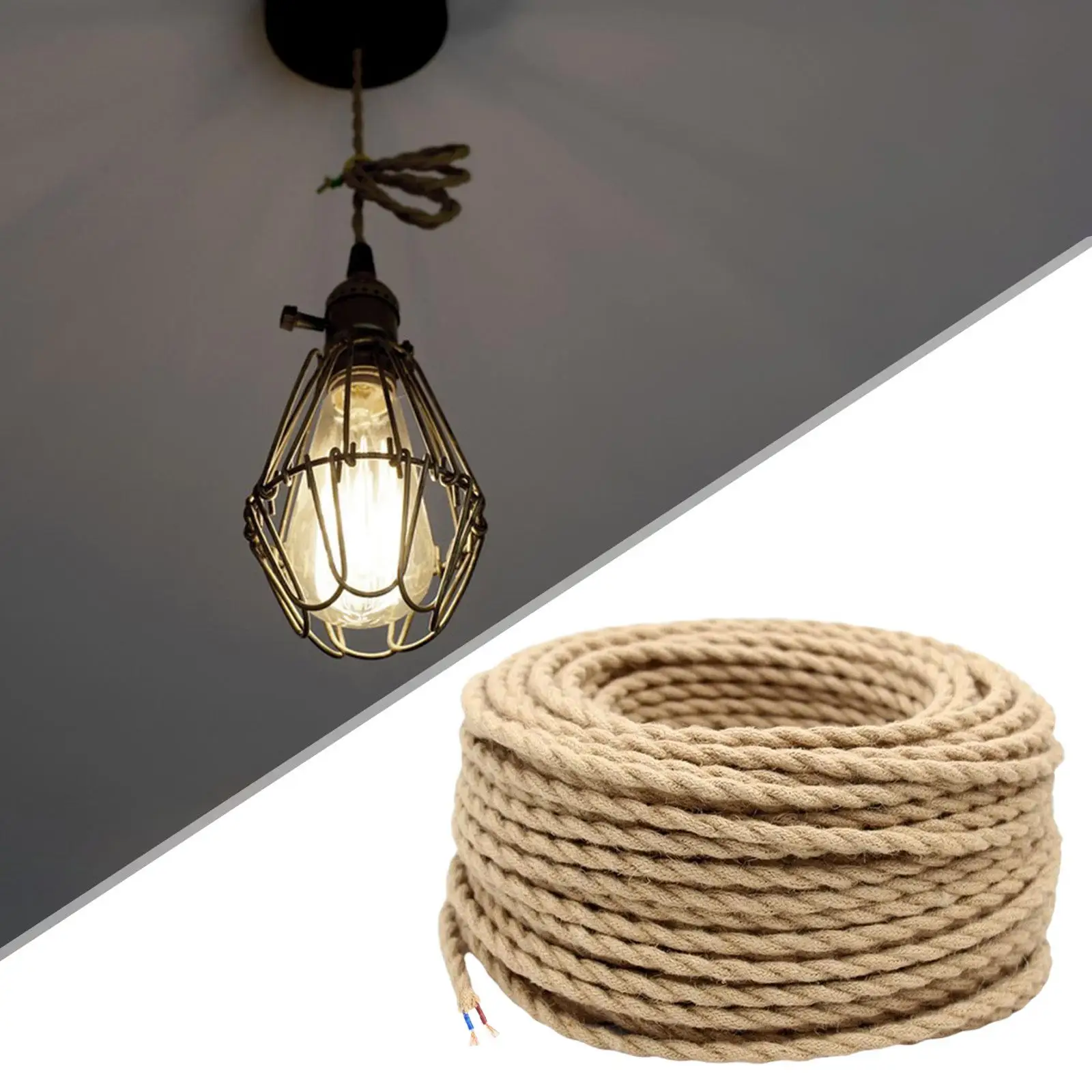 Electric Rope Light Cord 16.4ft Antique LED Lighting Rope Cable Wire for Bar Bedroom Industrial Lighting Chandelier Light Home