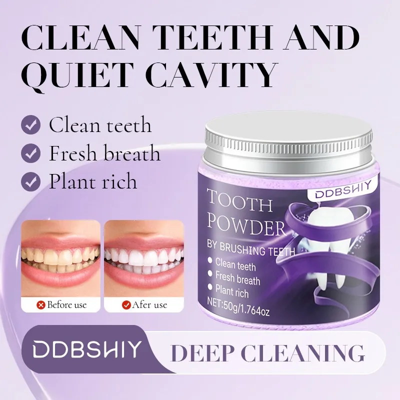 Polvere sbiancante per denti, rimozione profonda delle macchie, pulizia dei denti gialli, sbiancamento naturale, alito fresco, gusto menta, per uomini e donne - immagine 3