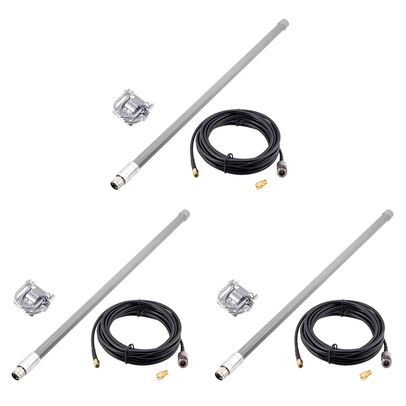 A72T 3X 12Dbi 868Mhz 915Mhz 최적화된 튜닝 헬륨 옴니 마이너 유리 섬유 공중 안테나 N-남성 550Mm 유리 섬유 안테나 키트