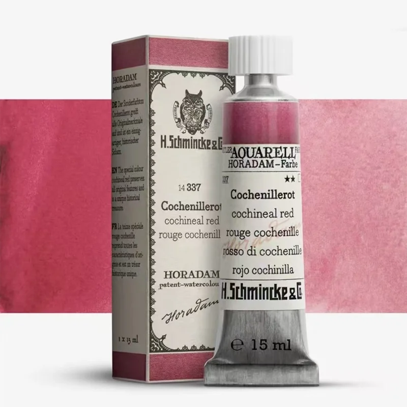 Schmincke Vintage Watercolor Paint Limited Edition 337 Cochenillerot Red 1ml/2ml Split 15ml Tin Tube Packaging