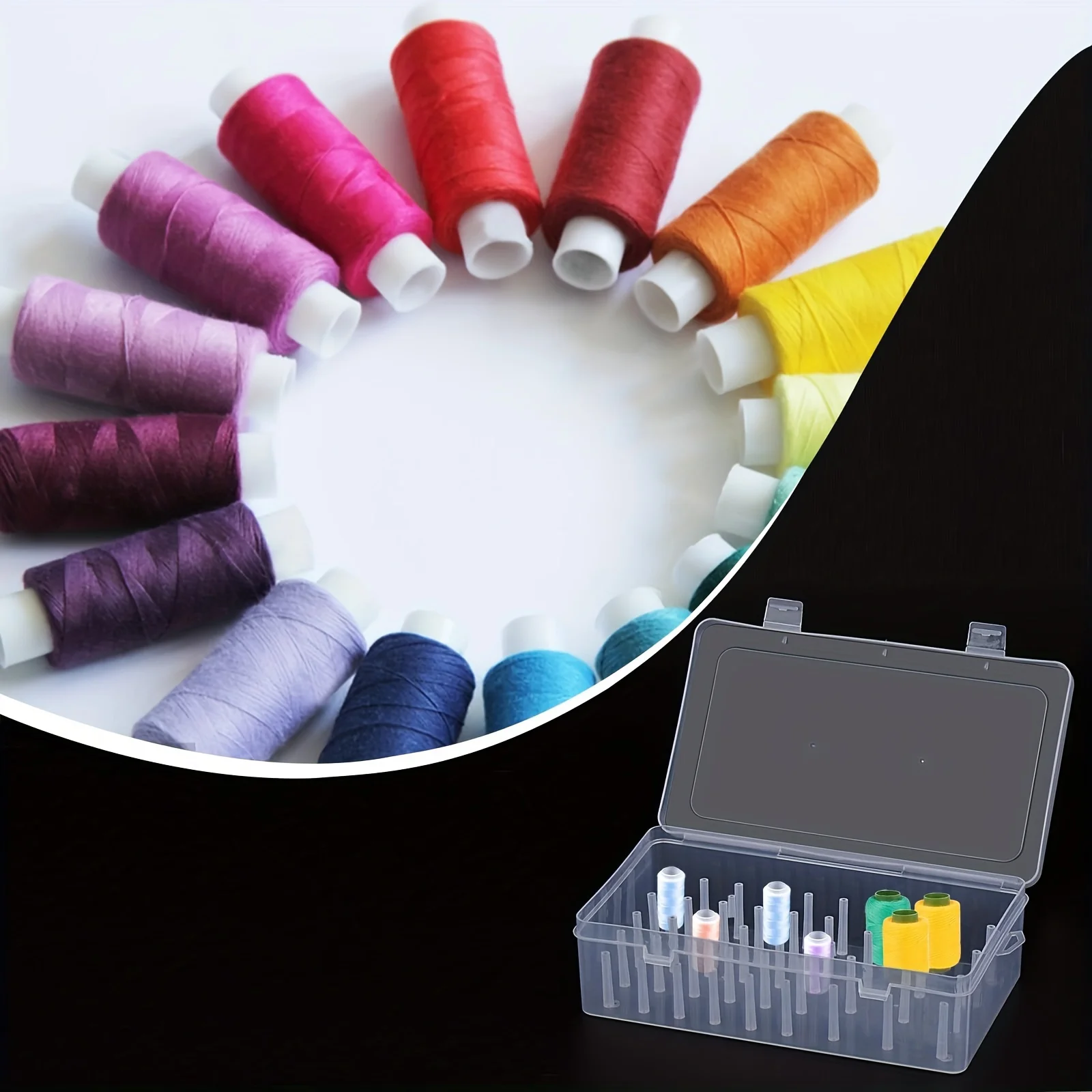 Storage Box Plastic Storage Box Storage Container 42 roll sewing thread storage box transparent PP plastic embroidery sewing set storage box portable large capacity