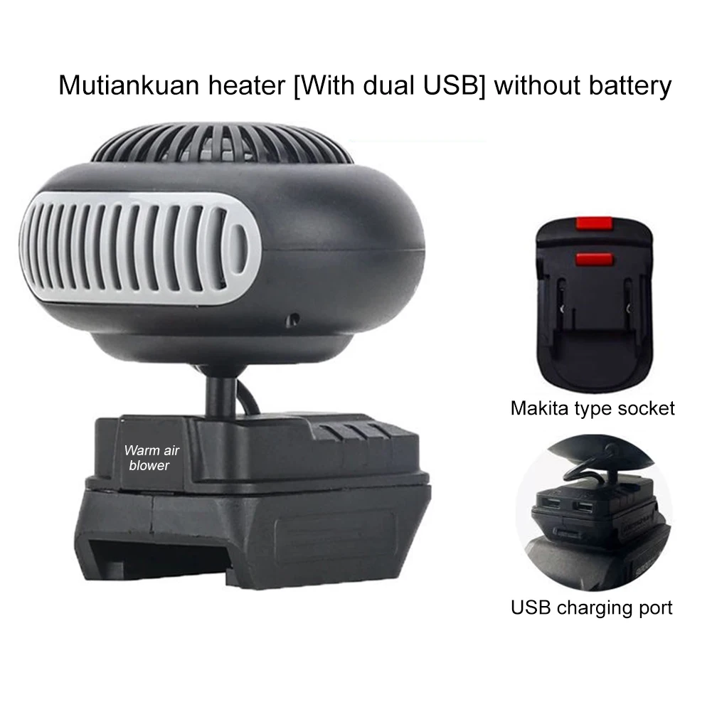 170W Electric Heater Fan Battery Powered Portable Small Space