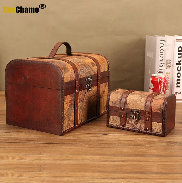 Luxury Vintage Travel Hand Suitcases Clothes Storage Organizers Box Luggage  Valises House Props Leather Wooden Boxs Decorative - AliExpress