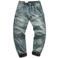 Motorcycle Style Stretch Retro Comfortable Pants for Men Trendy Slim Fit Washed High Quality Denim Jeans Autumn Spring Fashion 1