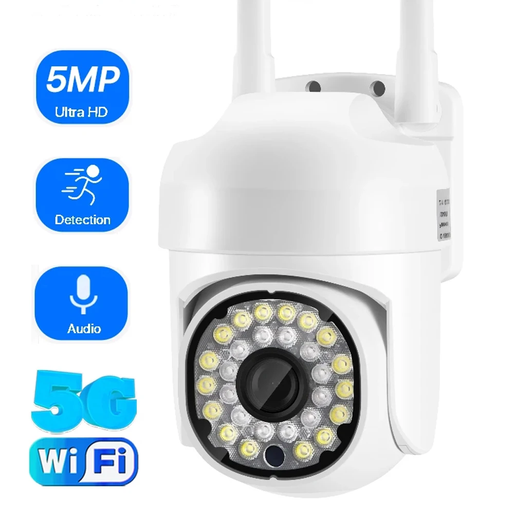 

5MP 5Ghz WiFi IP Camera Outdoor 3MP Ai Auto Tracking Mini PTZ Camera Two Way Audio H.265 Smart Home CCTV Surveillance Security