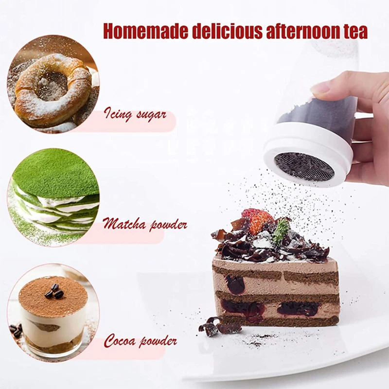Powder Sugar Shaker With Lid Cocoa Flour Sifter Fine-mesh Icing Sugar Can Fancy Coffee Dredger Chocolate powder sieve,flour sifter,powder sugar shaker