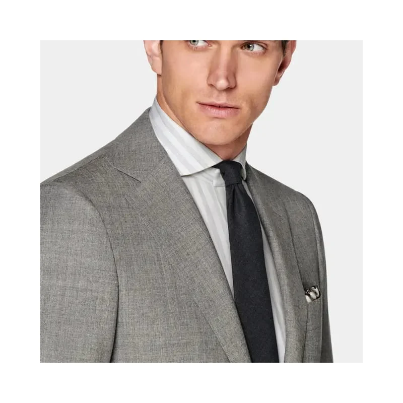 Luxury 100% Wool Super Pure Wool Suits Tailor Made Suits Light Gray Wedding Made Men Cosutmes Sur Mesure