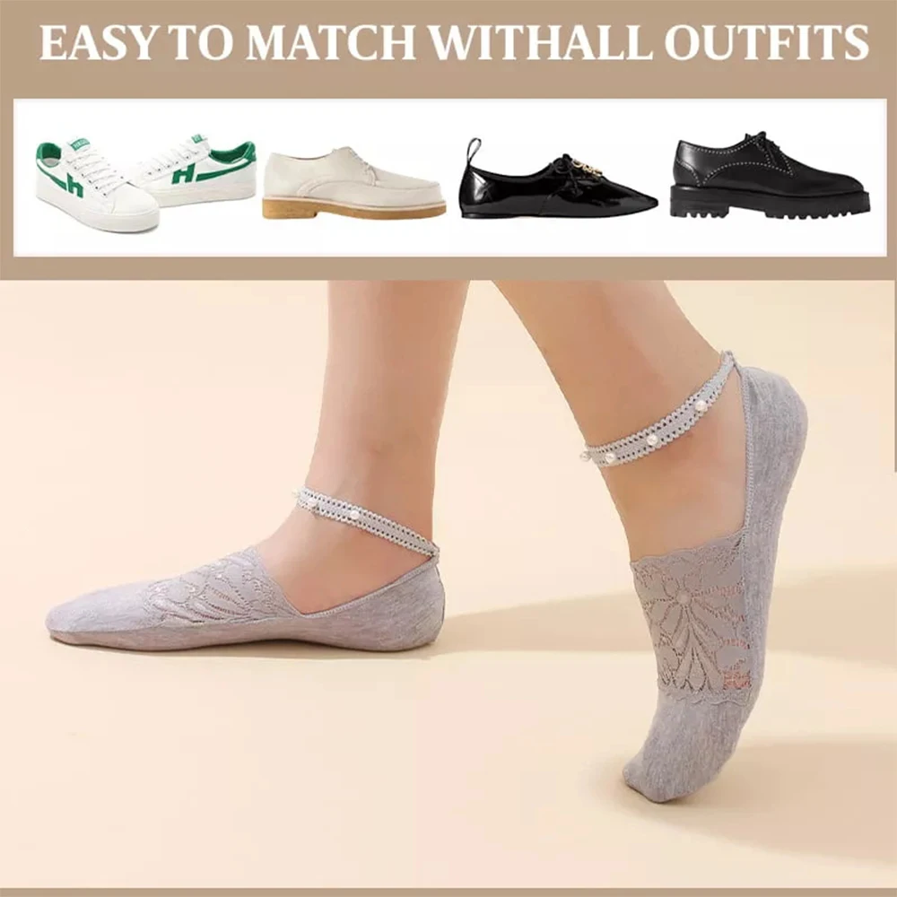 

Pearl Lace Socks Ankle Socks Cute Mesh Transparent Ultra Thin See Through Lace For Women Girls Liner Socks FS99