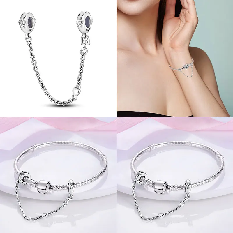 원래 100% 스타 문 안전 체인 맞는 925 원래 팔찌 & 3mm 팔찌 DIY 쥬얼리 여성 선물 만들기