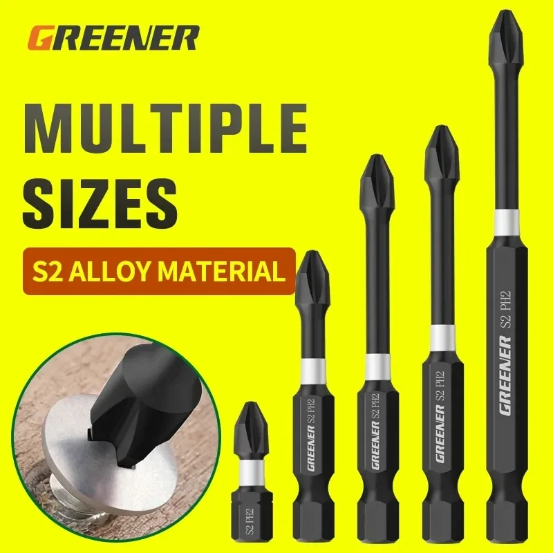 Greener Strong Magnetic Batch Head Cross High Hardness Hand Drill Bit Screw Electric Screwdriver Set 50 65 70 90 150mm Impact