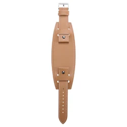 Vintage Cowhide Leather Cuff Watch Band for Men - Deep Brown, Black, Light Brown (Light brown)