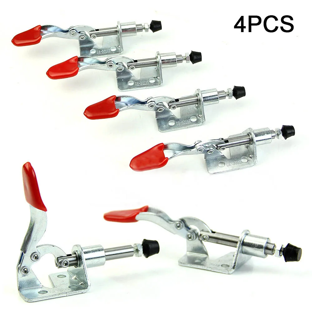 Galvanized Toggle Clamps Quick Release Vertical Vertical Clamp 0.63" 45Kg 4pcs 5/8" Plunger Travel GH-301AM Tool