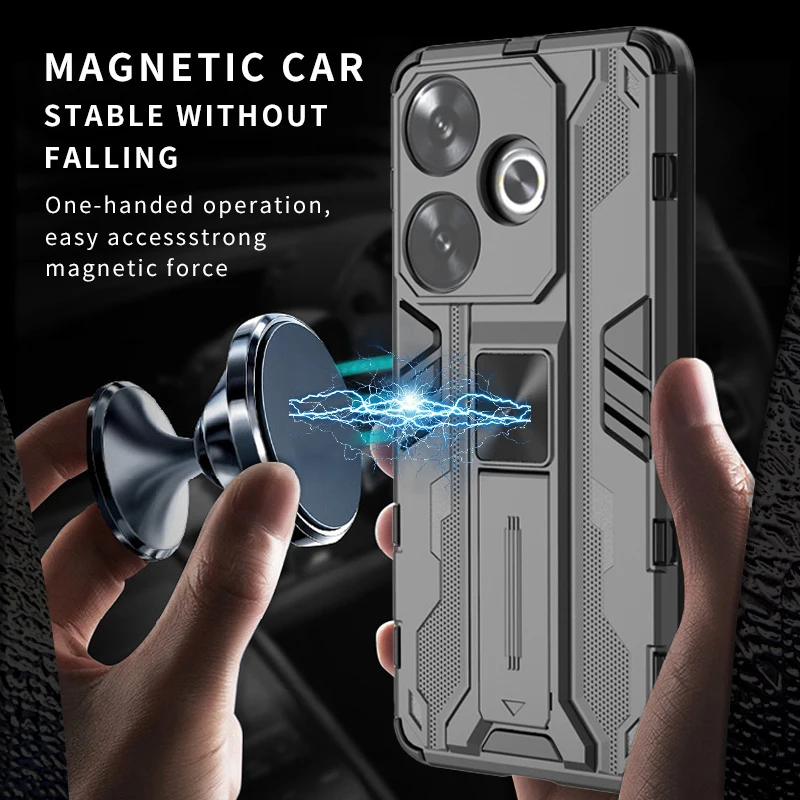 Magnetic Holder Kickstand Armor Cover with Silicone Protection