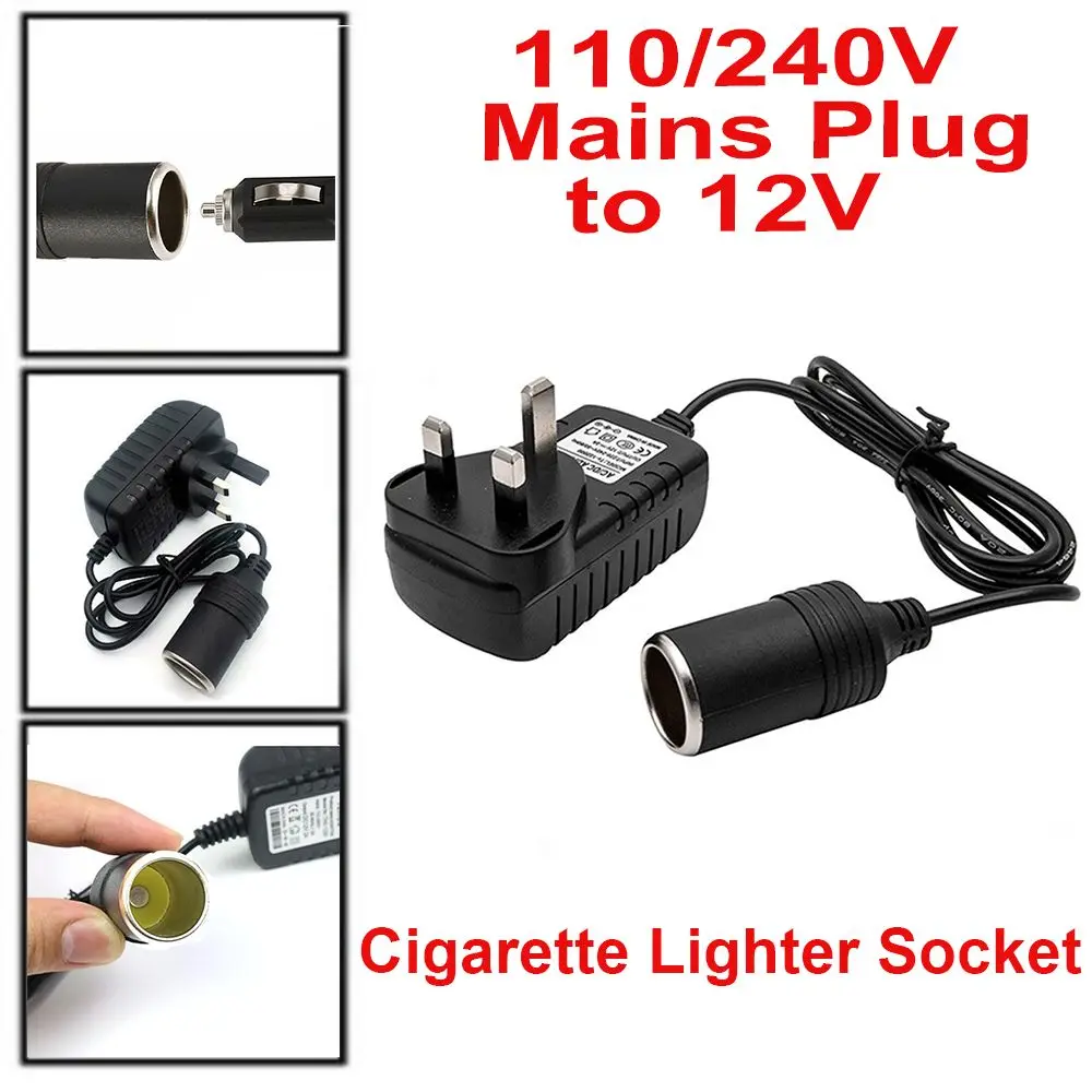 

2A/1A/3A/600mA Home Heat Resisting To 12V AC/DC 240V Mains Plug Power Adapter Converter Cigarette Lighter Socket Car Charger