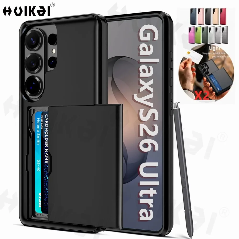 Slim Wallet Card Holder Case with Slide Slot and Heavy Duty Protection