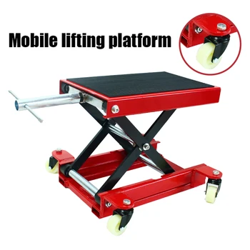 500kg Motorcycle Lift 1100 LBS Motorcycle Lift Scissor Lift Jack with Dolly & Hand Crank Center Hoist Crank Stand for Motorcycle 1