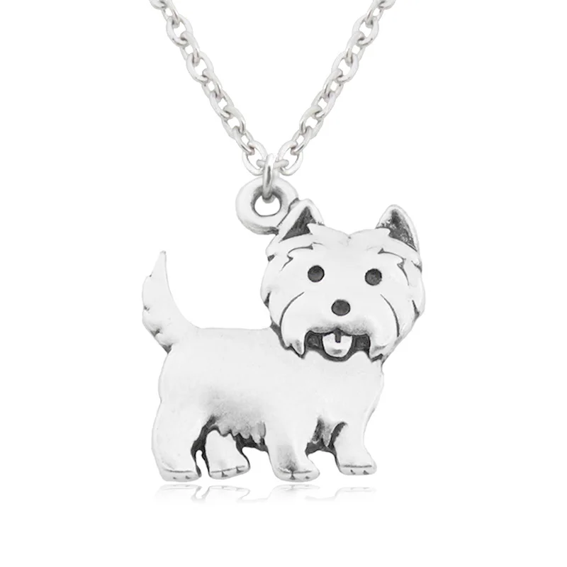 

Punk Westie Dog Charm Pendant Necklace Colar Boho Animal Women Men Necklaces Best Friend Gifts Collar Stainless Steel Chain