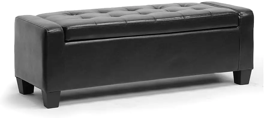 

Ottoman, 15.25" x 45.5" x 17.13", Black