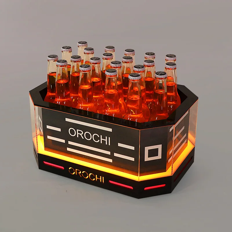 Bar KTV acrylic double-layer luminous ice bucket LED champagne red wine barrel foreign wine basket 6 pack charging style ba