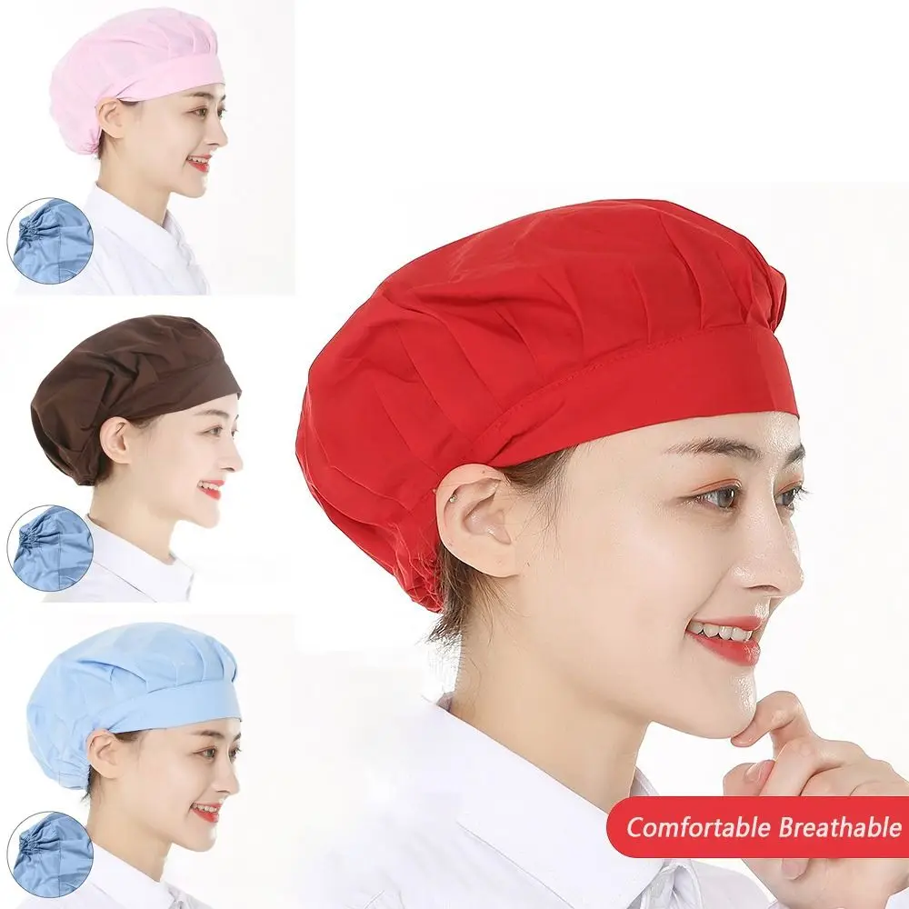 Women Man Cotton Dust proof Work Cap Accessories Bundled Hair Work Headband Chef Cap Food Service Cook Hat Canteen Catering 4