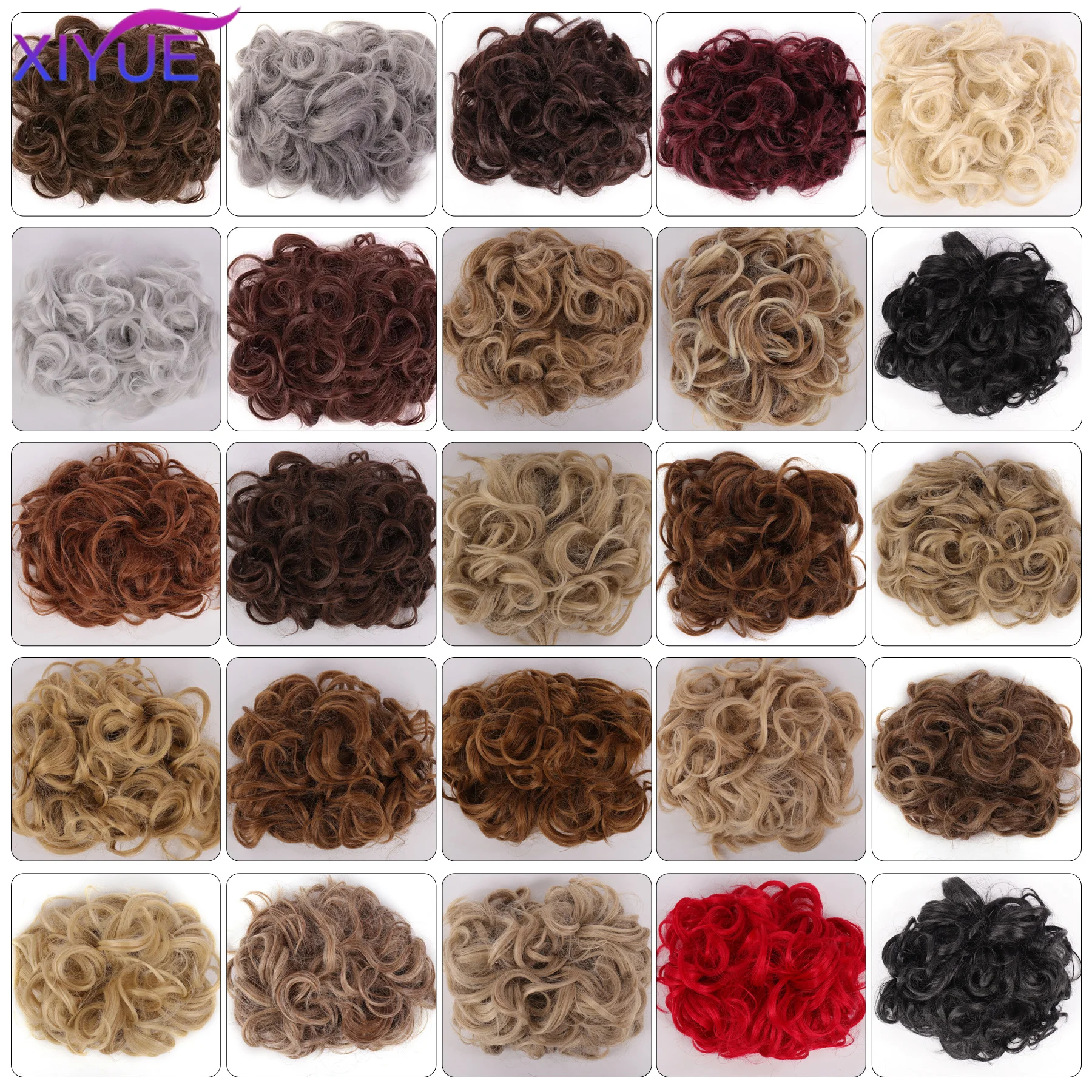 Bride Messy Big Hair Bun Curly Chignon with Comb Clips In Hair Tail Cover Ponytail Extension Synthetic Natural Fake Hair