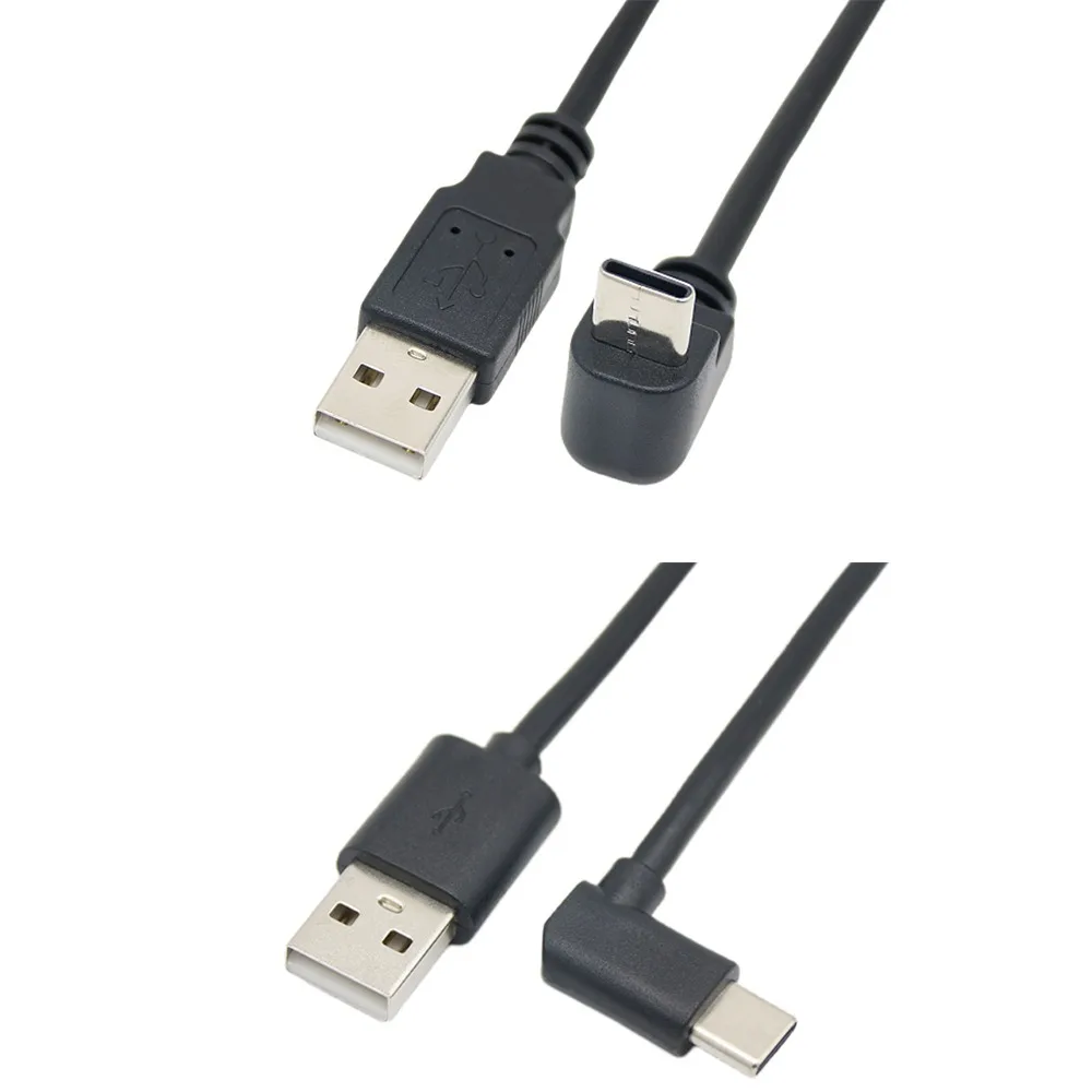 Right-Angle USB A to Type C Charging and Data Cable