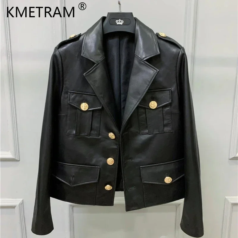 

Real Leather Women 2024 Spring Autumn Genuine Sheepskin Coat Short Outerwear Female Motorcycle Jacket Jaqueta Feminina