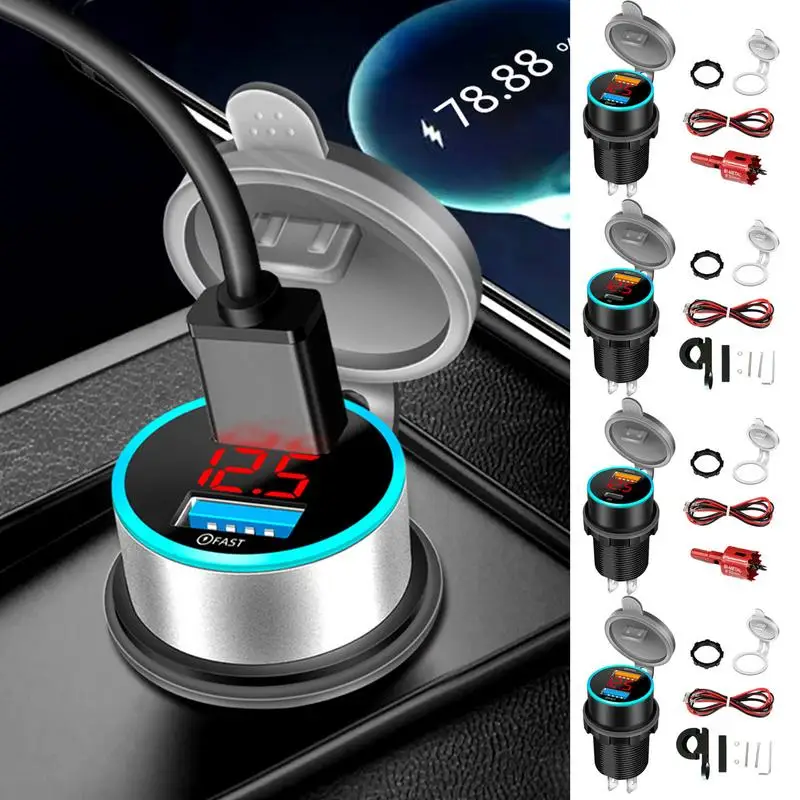 

Car Outlet Charger Car Cigarette Lighter Socket Female Adapter ship modified fast charging adaptor with digital display