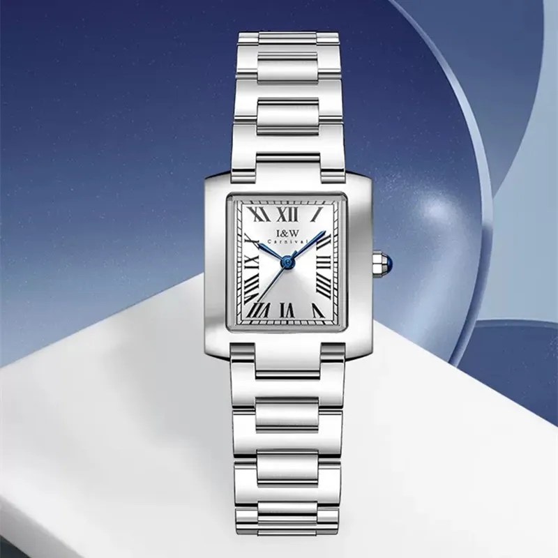 Switzerland Made Watch for Women CARNIVAL Brand Luxury Square Quartz Watch Ladies Fashion Clock Waterproof Saat Relogio Feminino