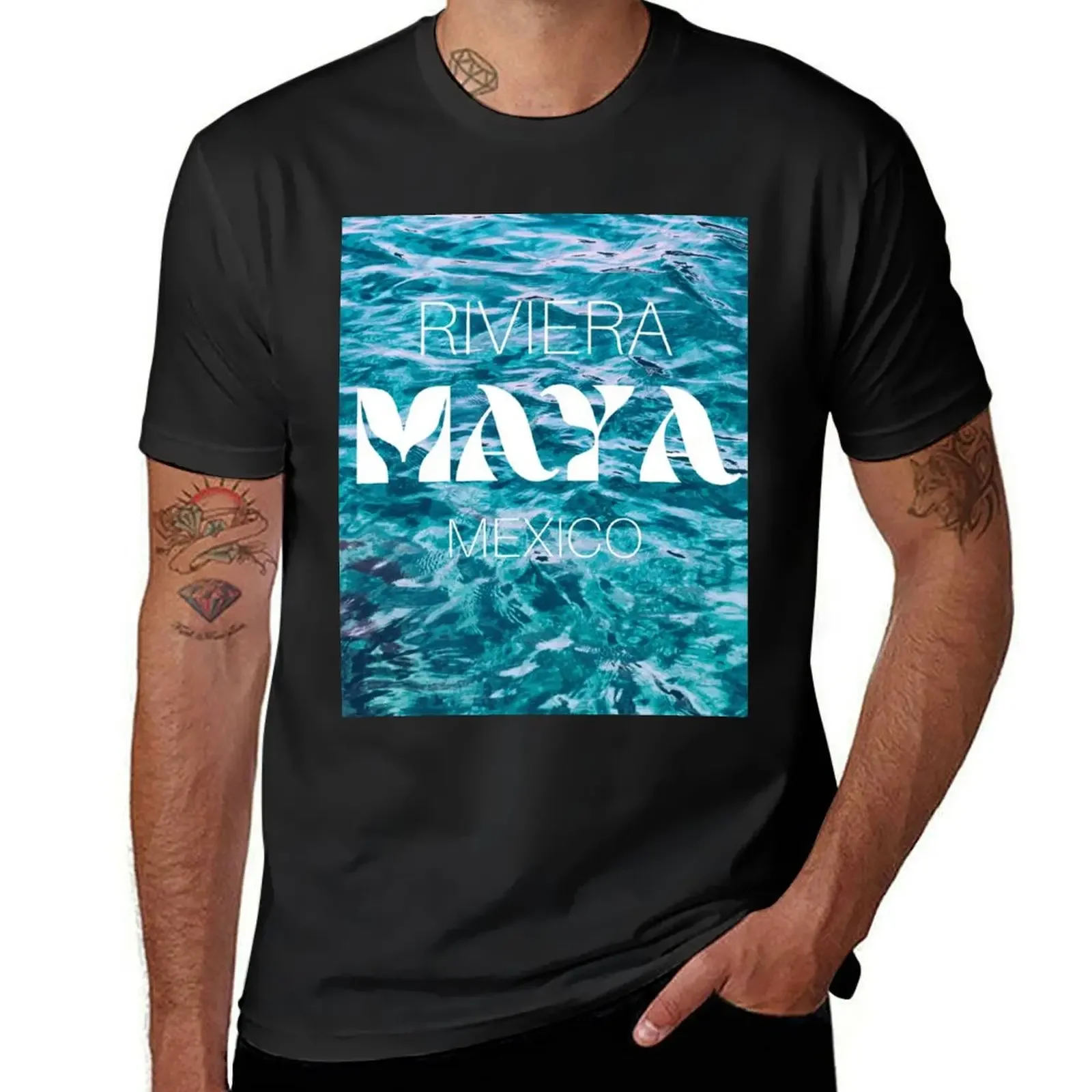 T-Shirt Costa Maya Messico Blacks Magliette Vintage In Cotone Da Uomo