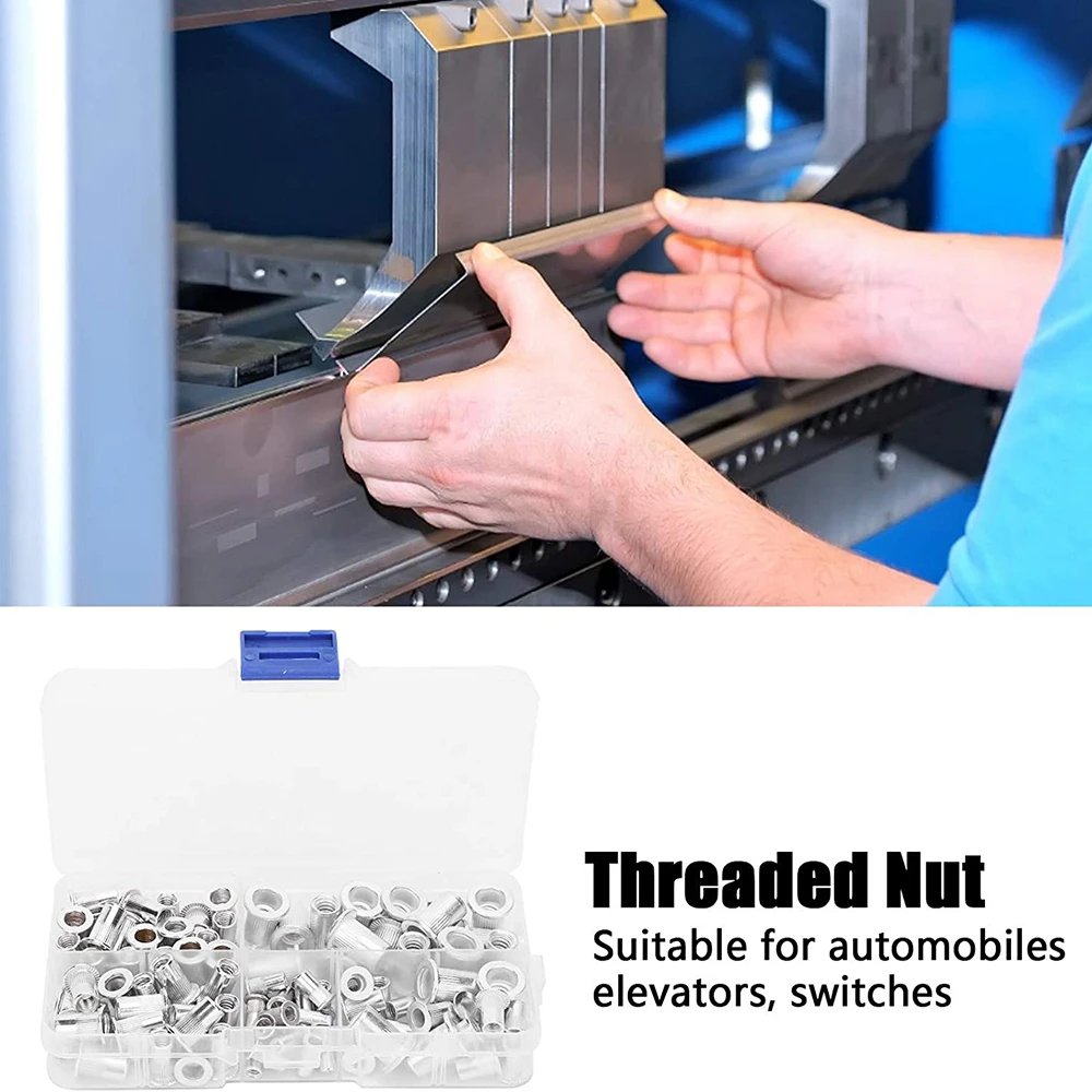 100pcs Aluminum Flat Head Nut Set M3 M4 M5 M6 M8 Insert Rivets Mixed Size Auto Rivet Tool Set rivet gun rivet nut tool rivet gun set rivet nuts set
